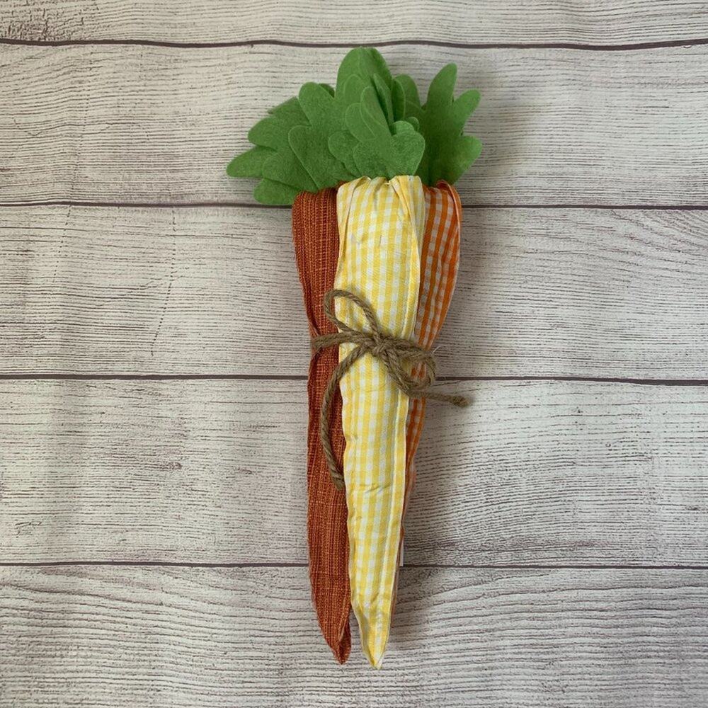 House & Garden Fabric Carrot Bundle Set of 3 Easter Carrots with Jute String Bow